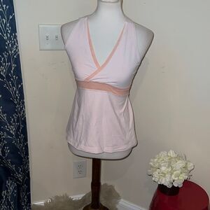 Lululemon Peach Mesh Cross-Front Built in Bra Thick Strap Tank Top Athleisure